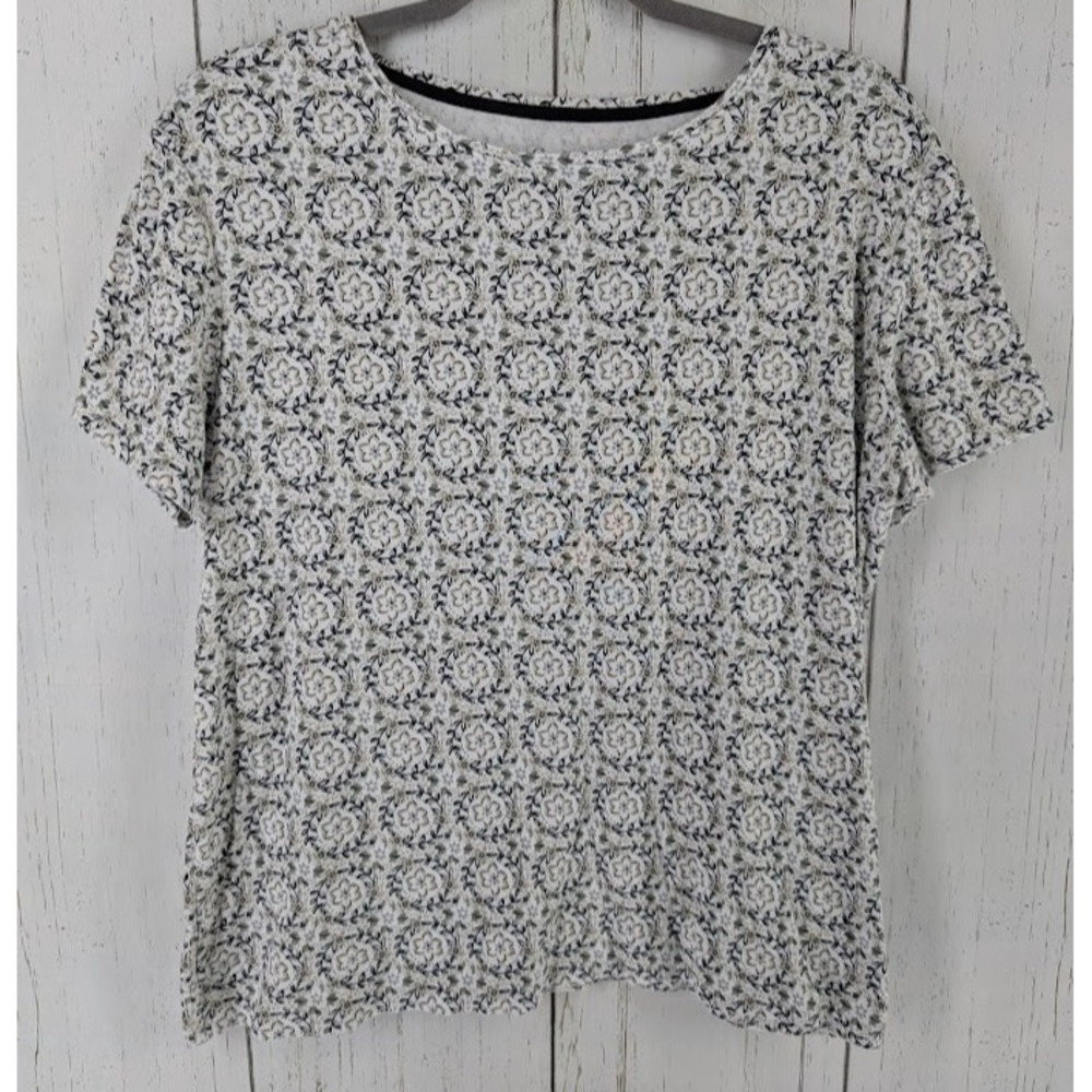 croft & barrow Women's Short Sleeve Patterned Tee - White & Black